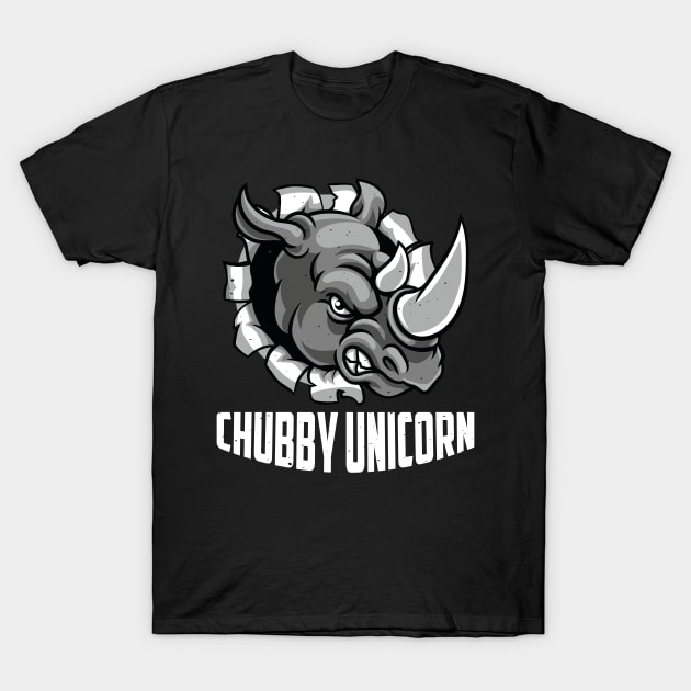 Angry Chubby Unicorn Rhino Gift T-Shirt by SPOKN